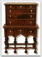 Philadelphia William and Mary Miniature High Chest of Drawers/Spice Box
